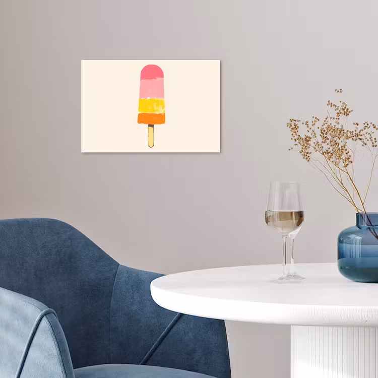 Waterijsje - Retro - Stokje - Roze poster papier klein -sfeer3