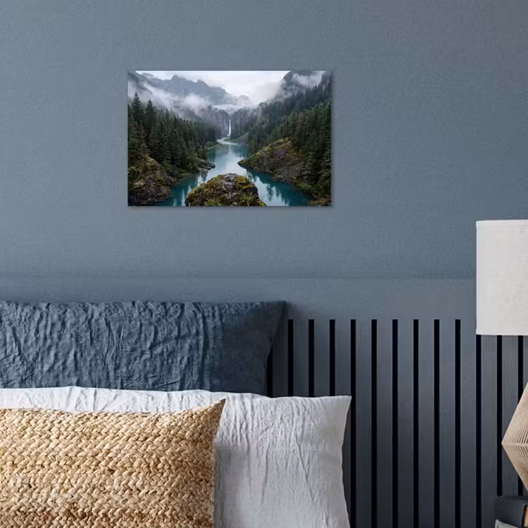 Waterval - Bomen - Bergen poster papier klein -sfeer2
