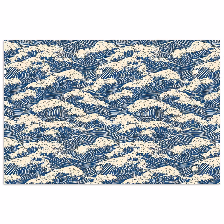 Golven - Klassiek - Blauw poster papier klein 62 -3d