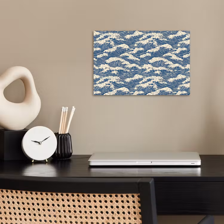 Golven - Klassiek - Blauw poster papier klein 62 -sfeer1