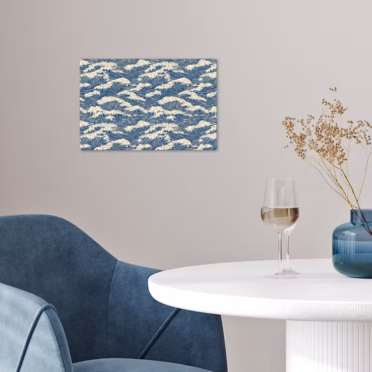 Golven - Klassiek - Blauw poster papier klein 62 -sfeer3
