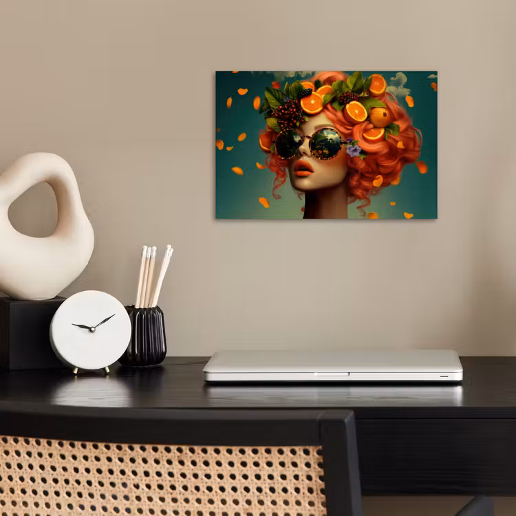 Vrouw - Sinaasappel - Bessen - Oranje poster papier klein -sfeer1