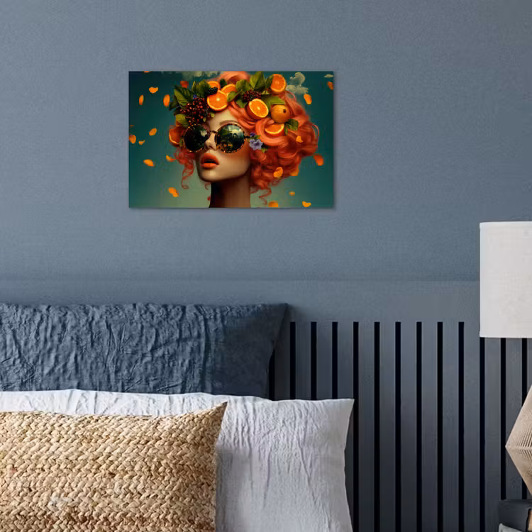 Vrouw - Sinaasappel - Bessen - Oranje poster papier klein -sfeer2