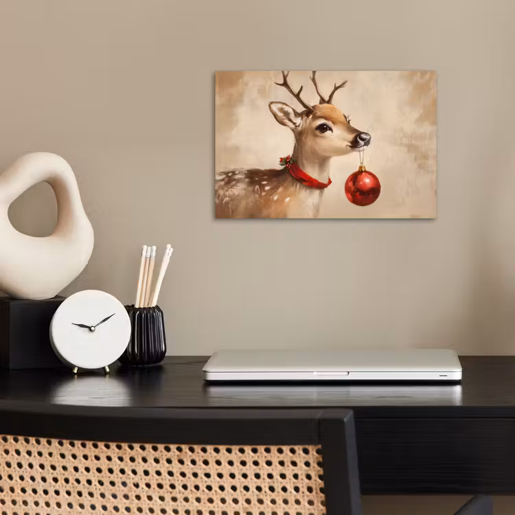 Kerst - Hert - Gewei - Kerstbal - Rendier poster papier klein -sfeer1