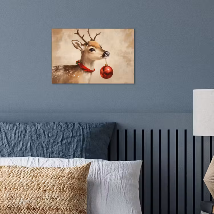 Kerst - Hert - Gewei - Kerstbal - Rendier poster papier klein -sfeer2