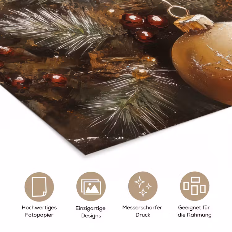 Kerst - Kerstballen - Beige - Goud poster papier klein -tcloseup_DE