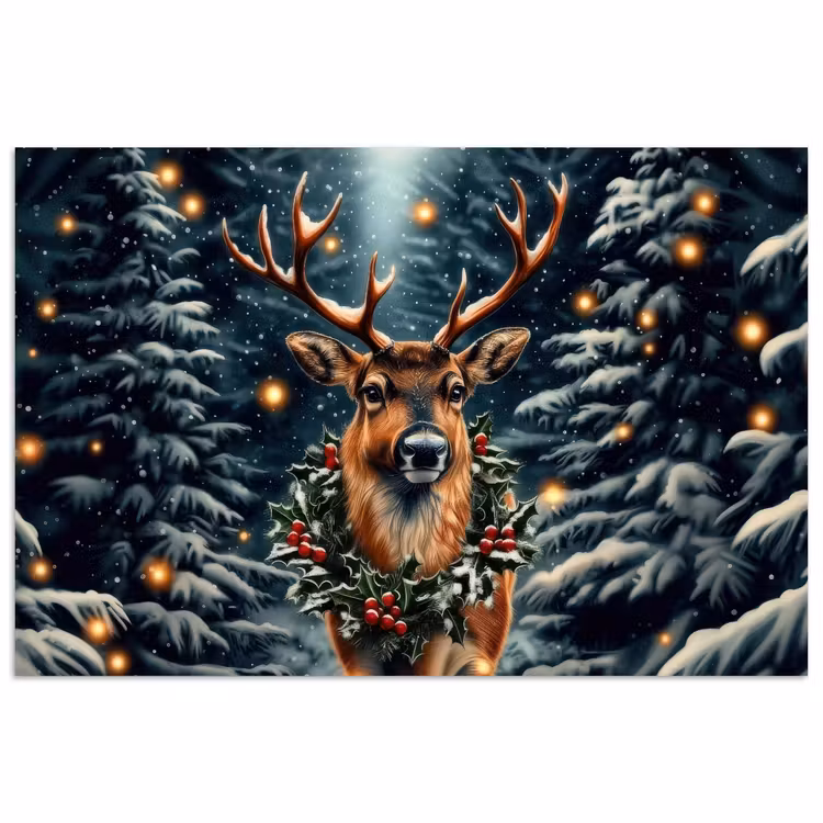 Kerst - Magie - Bos - Kleurrijk poster papier klein -3d