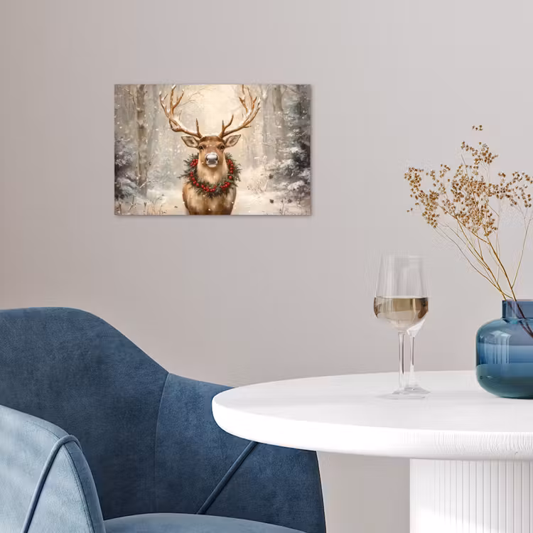 Kerst - Rendier - Winter - Krans poster papier klein -sfeer3
