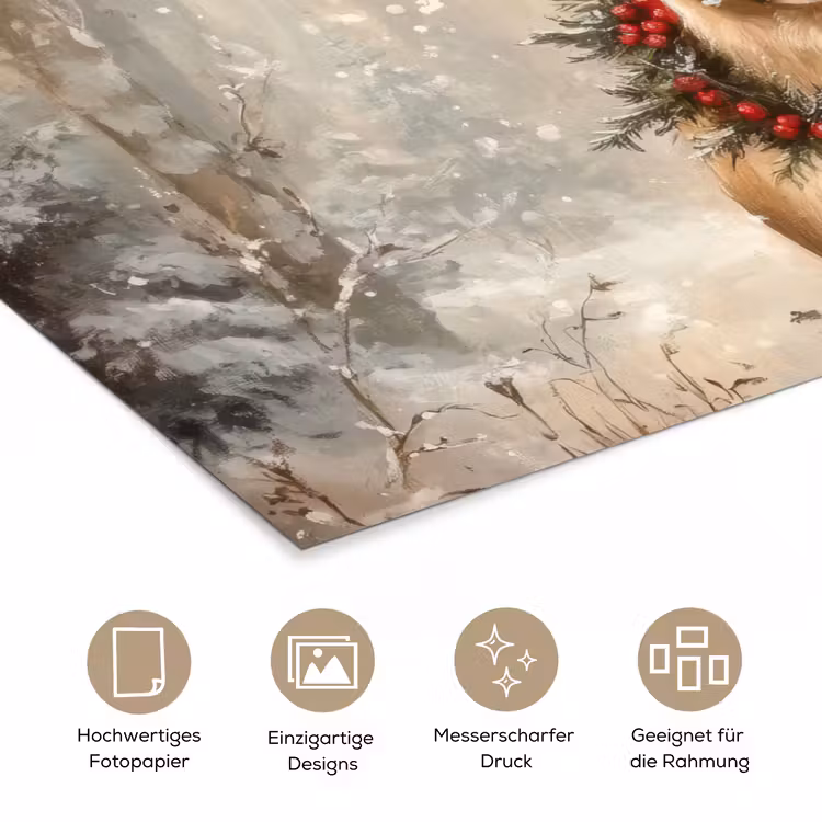 Kerst - Rendier - Winter - Krans poster papier klein -tcloseup_DE