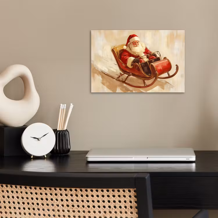 Kerst - Slee - Kerstman poster papier klein -sfeer1