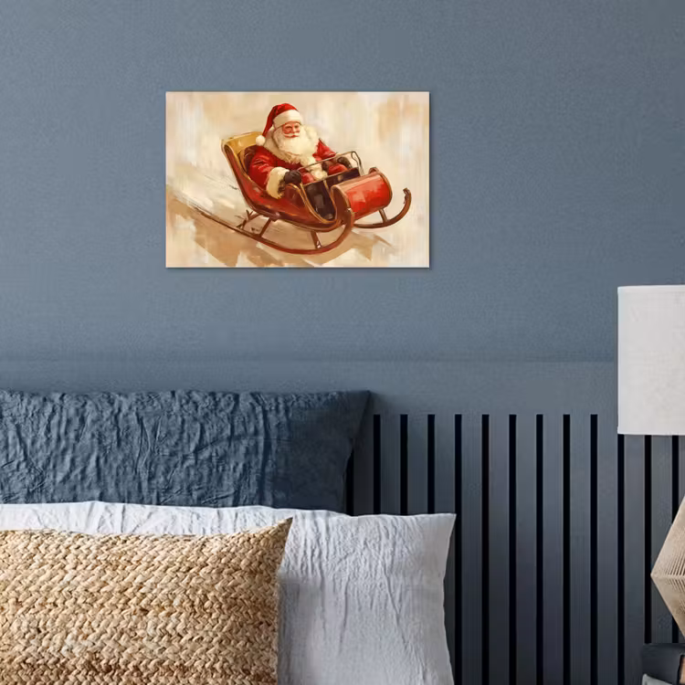 Kerst - Slee - Kerstman poster papier klein -sfeer2