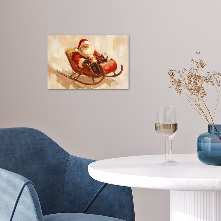Kerst - Slee - Kerstman poster papier klein -sfeer3