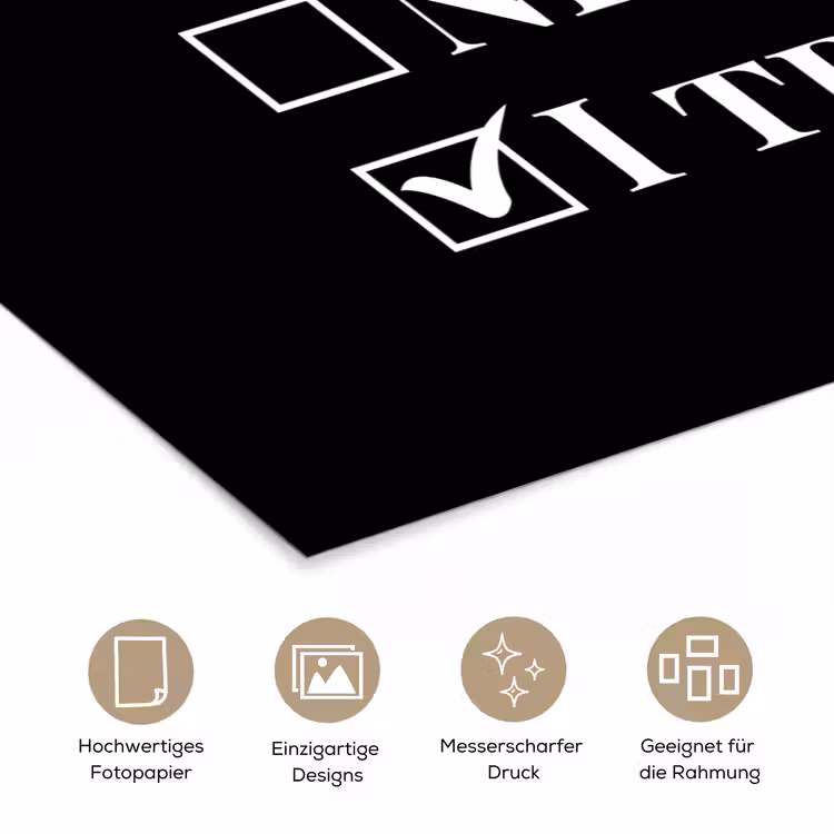 Kerst - Zwart - Wit - Quote - Grappig poster papier klein -tcloseup_DE