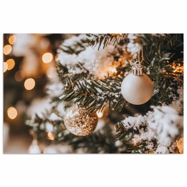 Kerst - Kerstboom - Winter - Binnen - Sneeuw poster papier klein -3d