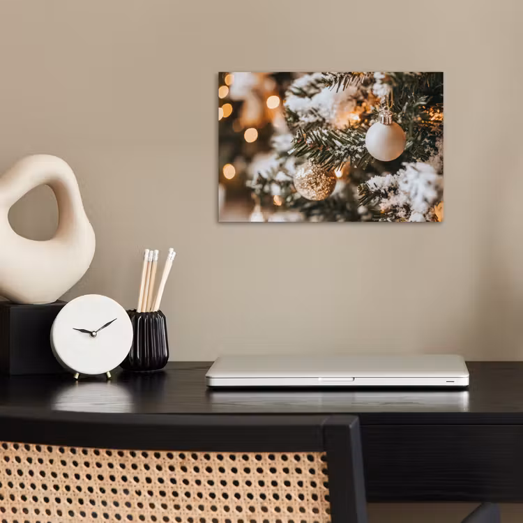 Kerst - Kerstboom - Winter - Binnen - Sneeuw poster papier klein -sfeer1