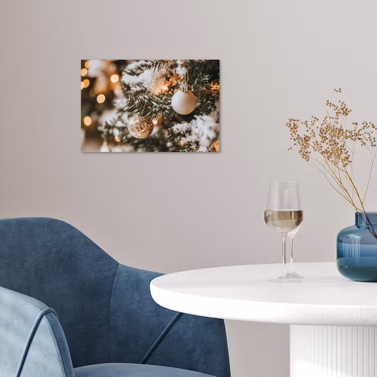 Kerst - Kerstboom - Winter - Binnen - Sneeuw poster papier klein -sfeer3