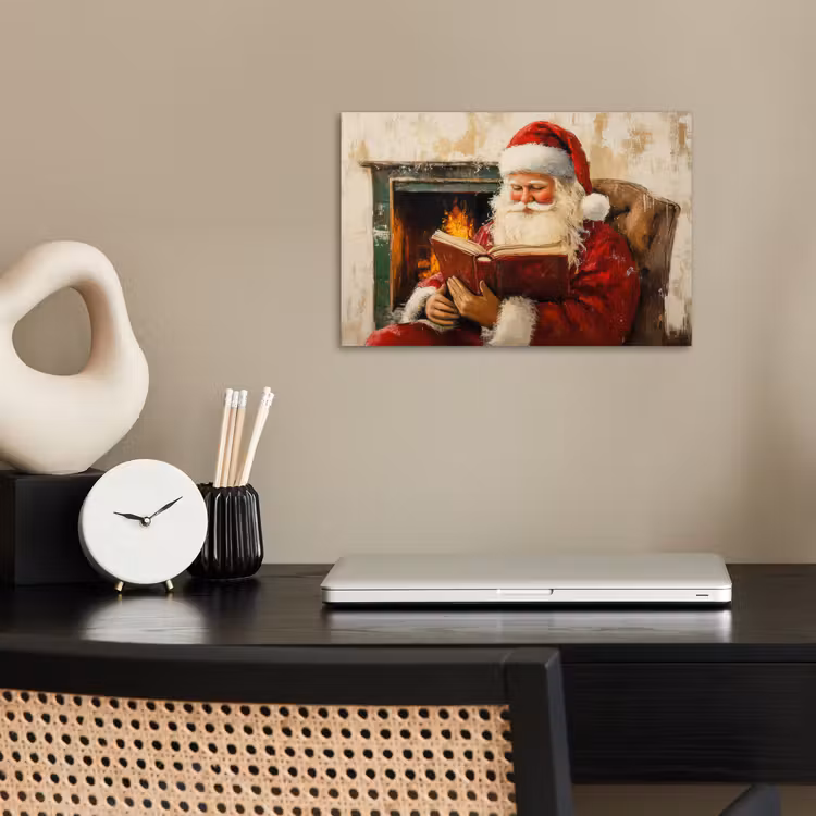 Kerst - Kerstman - Winter - Open Haard poster papier klein -sfeer1
