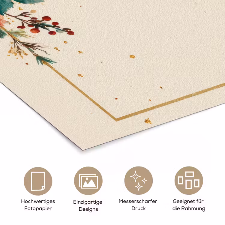 Kerst - Poinsettia - Omlijsting - Kleurrijk poster papier klein -tcloseup_DE