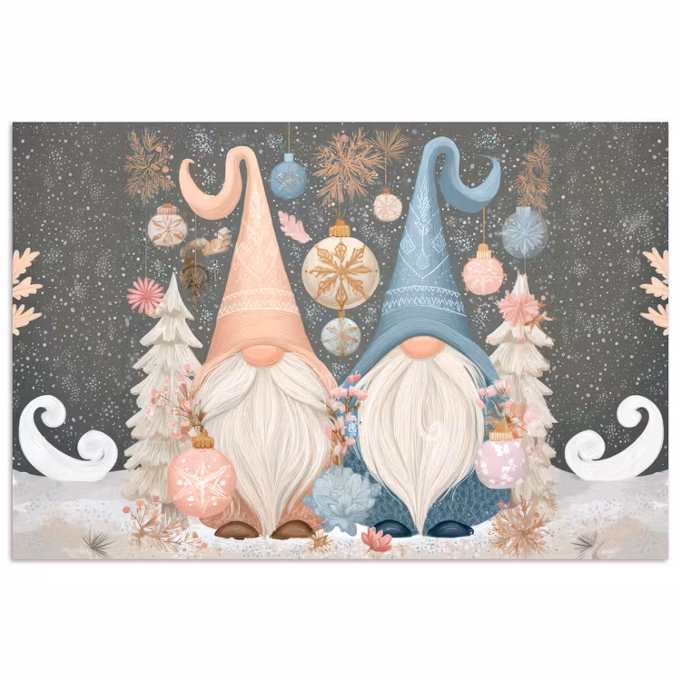 Kerst - Gnomen - Pastel poster papier klein -3d