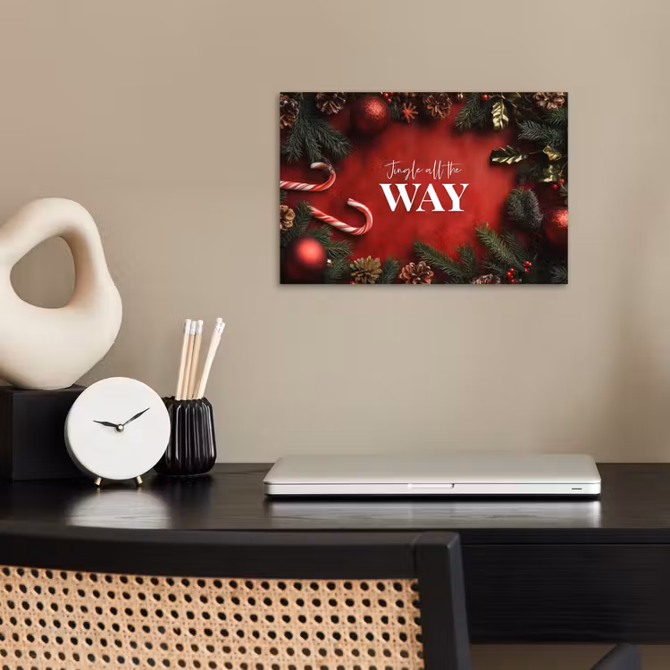 Kerst - Quote - Rood - Kerstballen poster papier klein -sfeer1