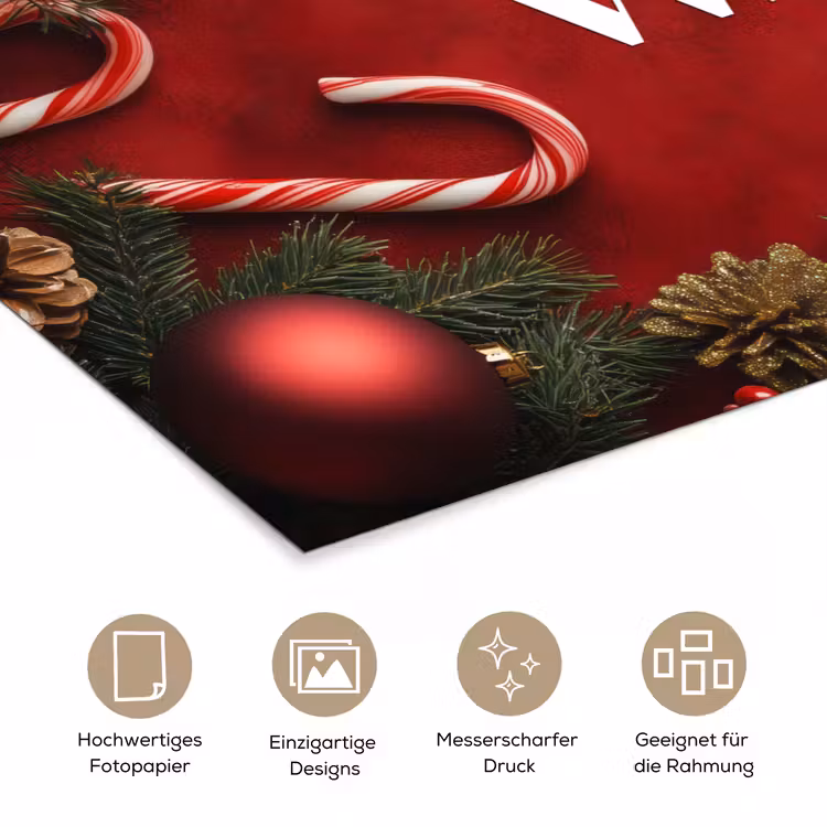 Kerst - Quote - Rood - Kerstballen poster papier klein -tcloseup_DE