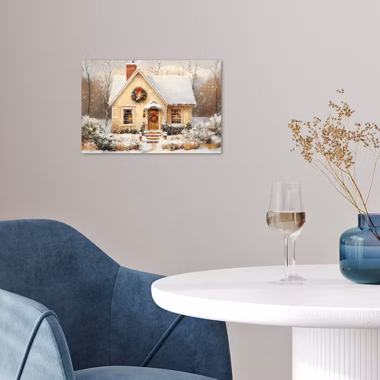 Kerst - Huis - Winter - Sneeuw poster papier klein -sfeer3
