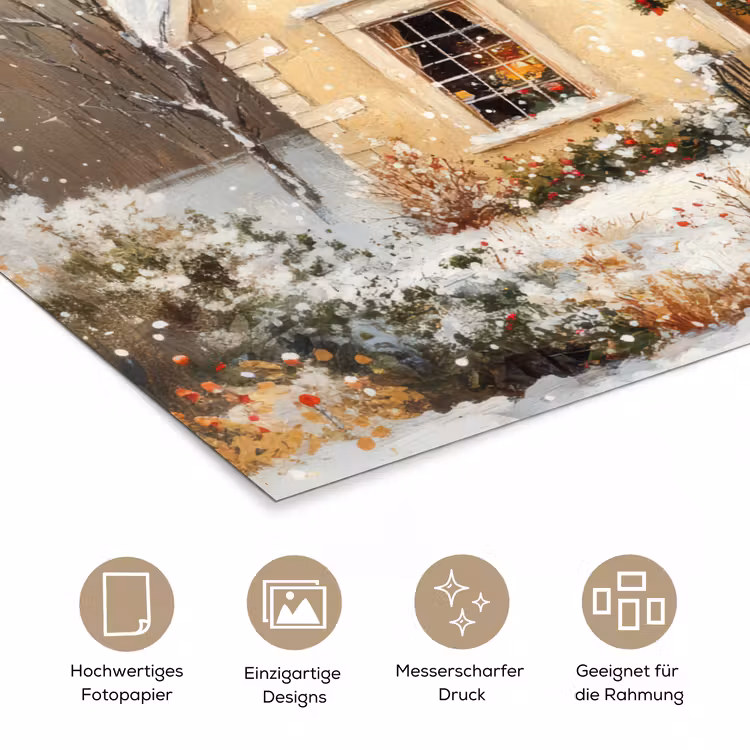 Kerst - Huis - Winter - Sneeuw poster papier klein -tcloseup_DE