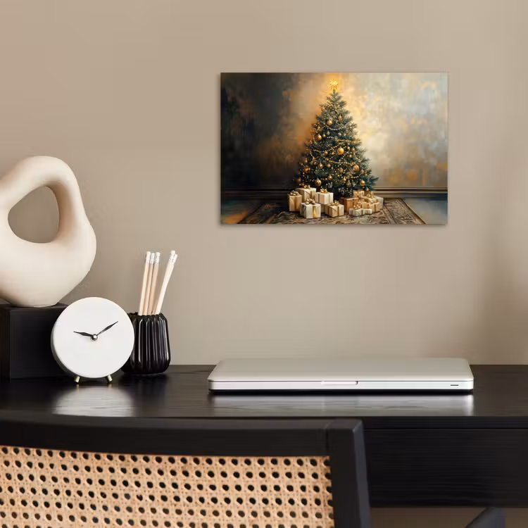 Kerstboom - Cadeaus - Goud poster papier klein -sfeer1