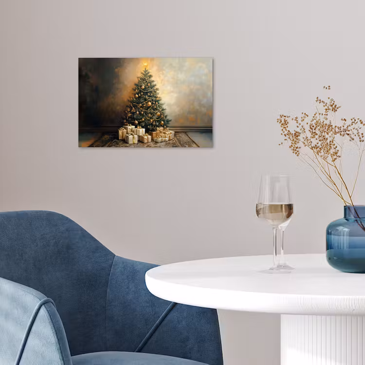 Kerstboom - Cadeaus - Goud poster papier klein -sfeer3
