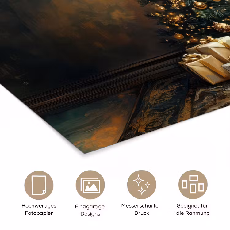 Kerstboom - Cadeaus - Goud poster papier klein -tcloseup_DE