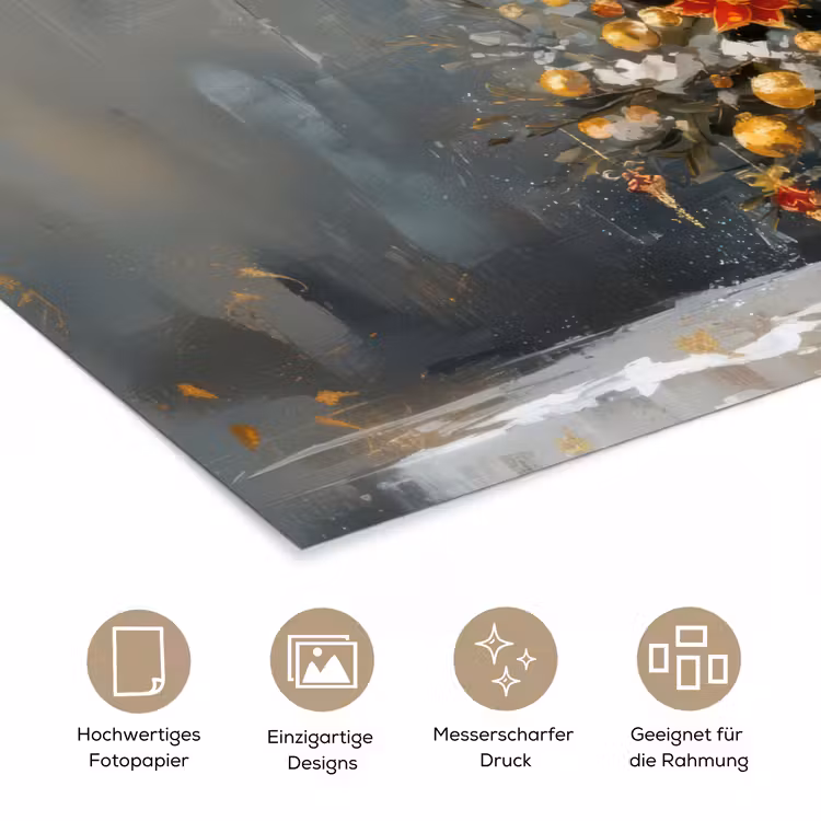 Kerstboom - Cadeaus - Rood - Goud poster papier klein -tcloseup_DE