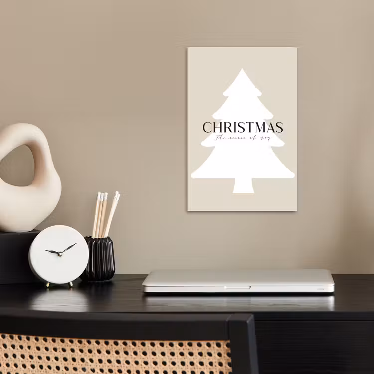 Kerstboom - Japandi - Christmas - Beige poster papier klein -sfeer1