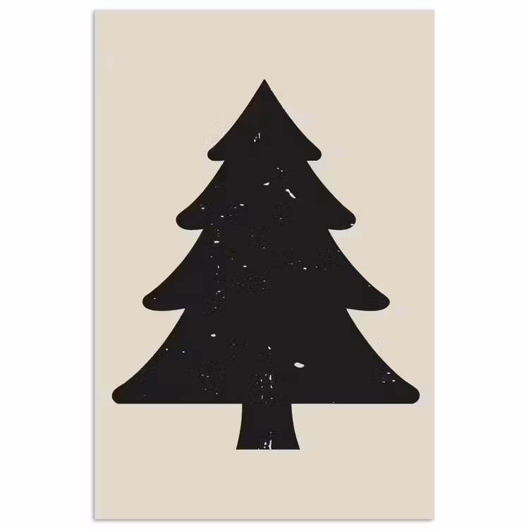 Kerstboom - Zwarte kerstboom - Boom - Japandi poster papier klein -3d