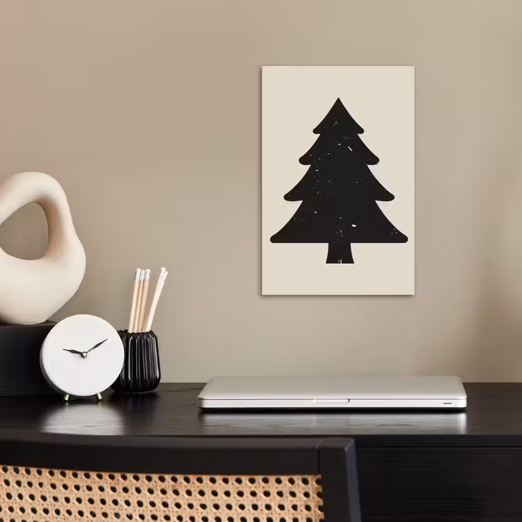 Kerstboom - Zwarte kerstboom - Boom - Japandi poster papier klein -sfeer1