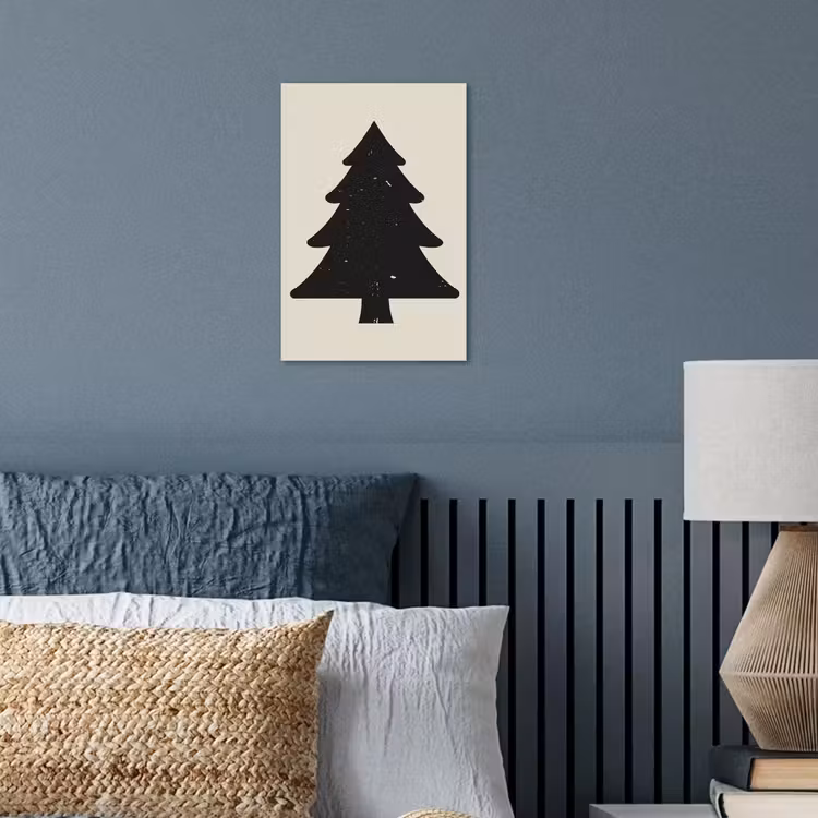 Kerstboom - Zwarte kerstboom - Boom - Japandi poster papier klein -sfeer2