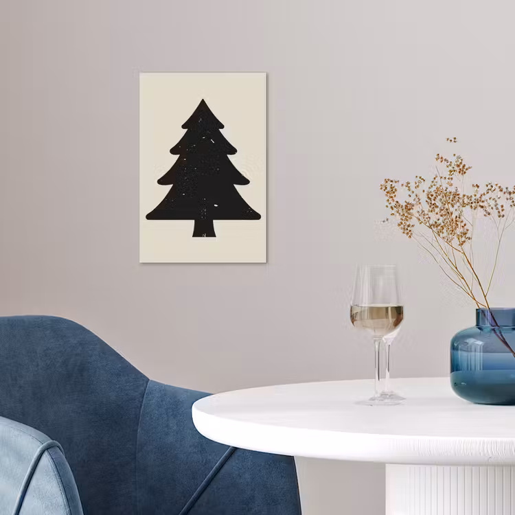 Kerstboom - Zwarte kerstboom - Boom - Japandi poster papier klein -sfeer3