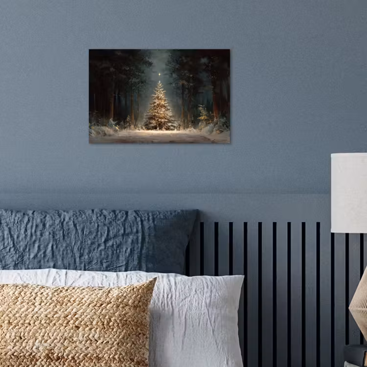 Kerstboom - Bos - Sneeuw - meerkleurig poster papier klein -sfeer2