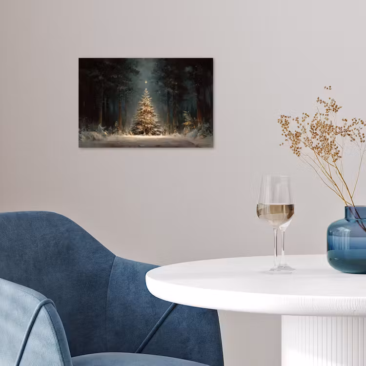 Kerstboom - Bos - Sneeuw - meerkleurig poster papier klein -sfeer3