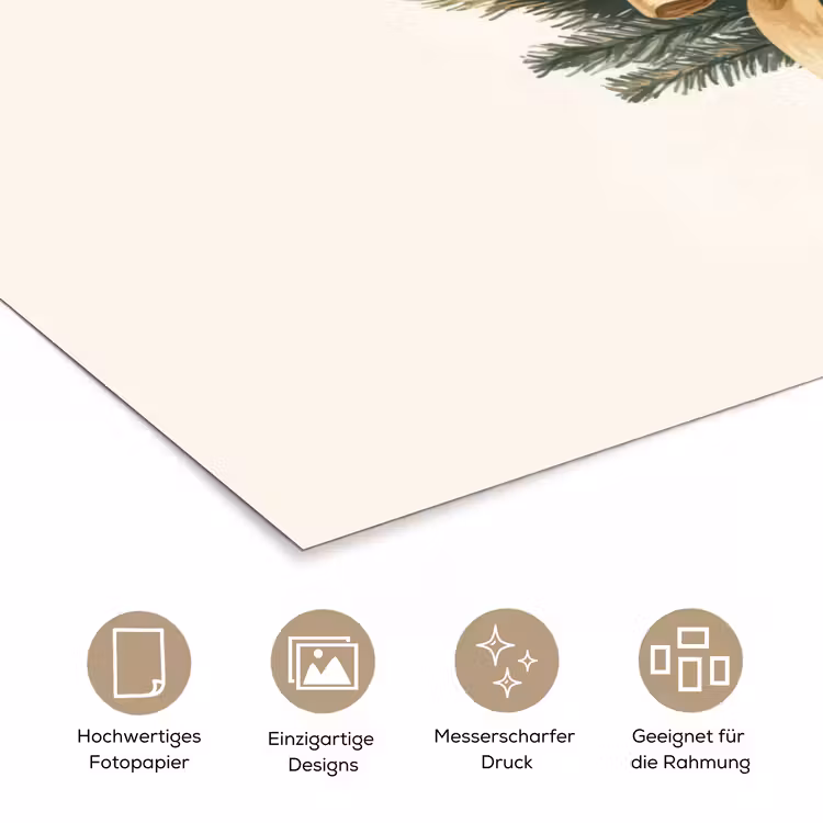 Kerstboom - Kerst - Merry Christmas - Beige poster papier klein -tcloseup_DE