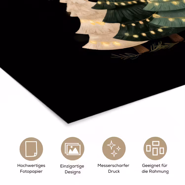 Kerstbomen - Kleurrijk - Lichtjes - Ster poster papier klein -tcloseup_DE