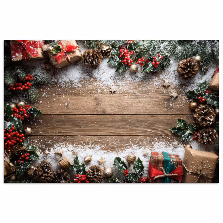 Kerstdecoratie - Geschenken - Hout - Veelkleurig poster papier klein -3d