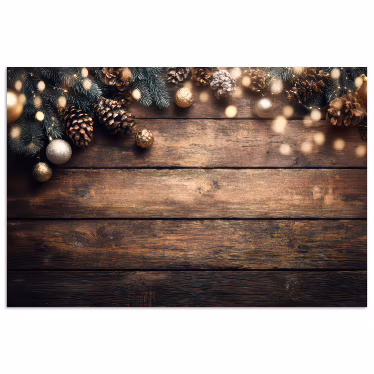 Kerstdecoratie - Houten - Dennenappel - Bruin poster papier klein -3d