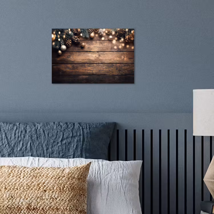 Kerstdecoratie - Houten - Dennenappel - Bruin poster papier klein -sfeer2