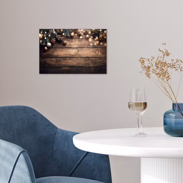Kerstdecoratie - Houten - Dennenappel - Bruin poster papier klein -sfeer3