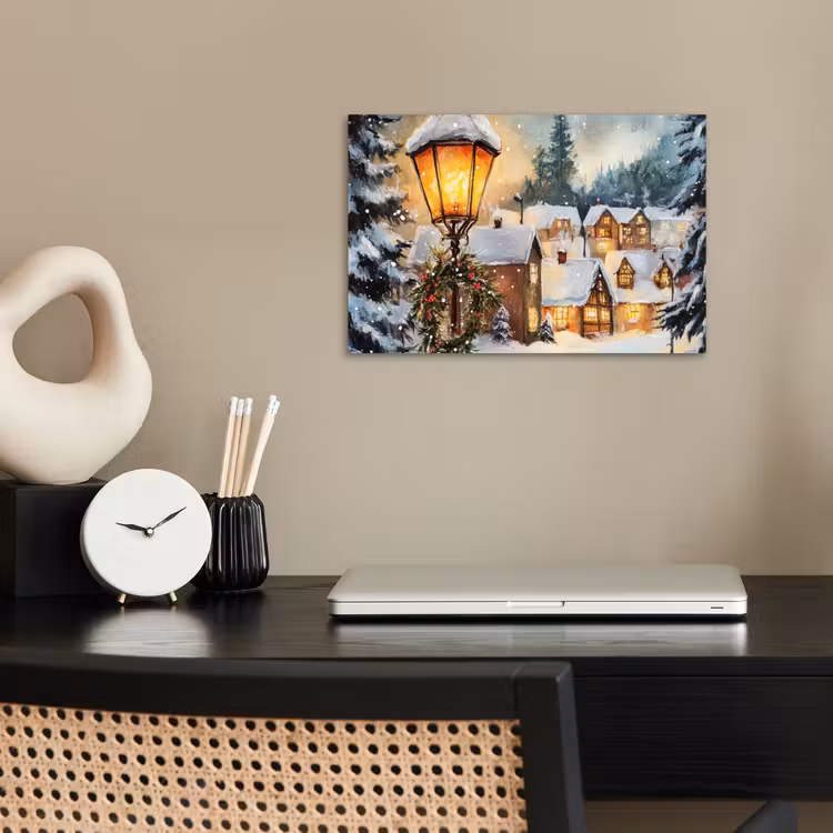 Kerstdorp - Huizen - Sneeuw - Kerst poster papier klein -sfeer1