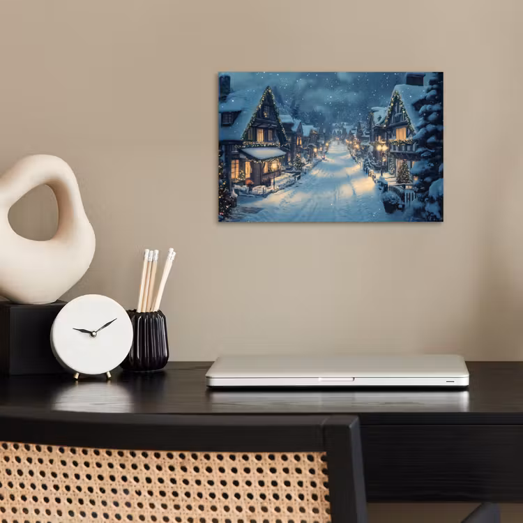 Kerstdorp - Kerst - Sneeuw - Winter poster papier klein -sfeer1