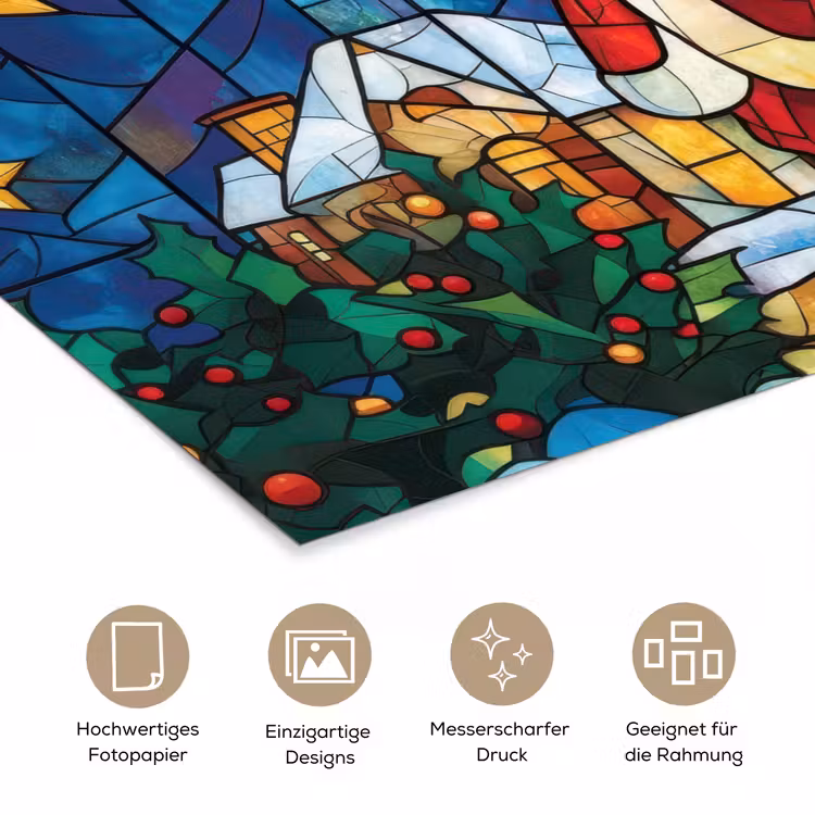 Kerstman - Glas - Kleurrijk poster papier klein -tcloseup_DE