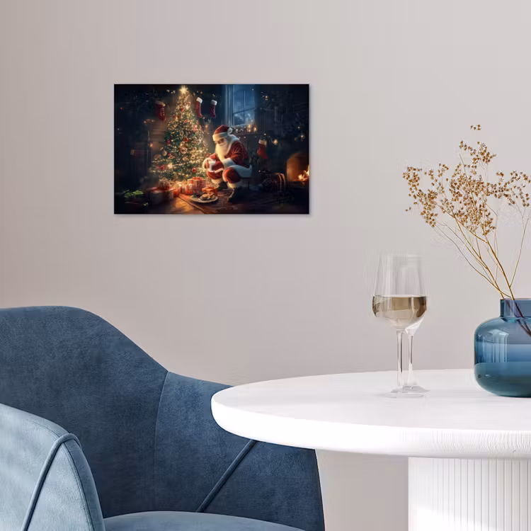 Kerstman - Haard - Donker poster papier klein -sfeer3