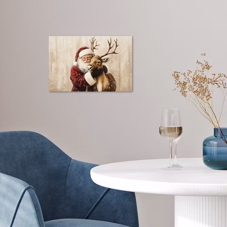 Kerstman - Rendier - Sneeuw - Kleurrijk poster papier klein -sfeer3