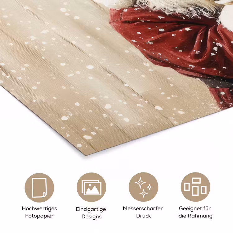 Kerstman - Rendier - Sneeuw - Kleurrijk poster papier klein -tcloseup_DE